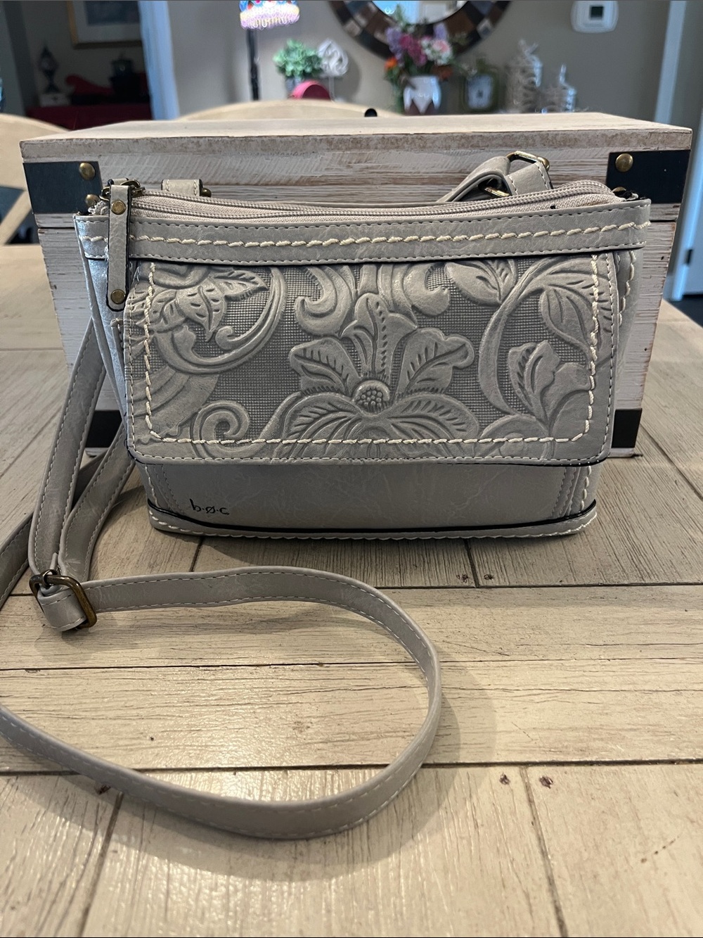 b.o.c. Embossed Floral Crossbody Bag - Cream